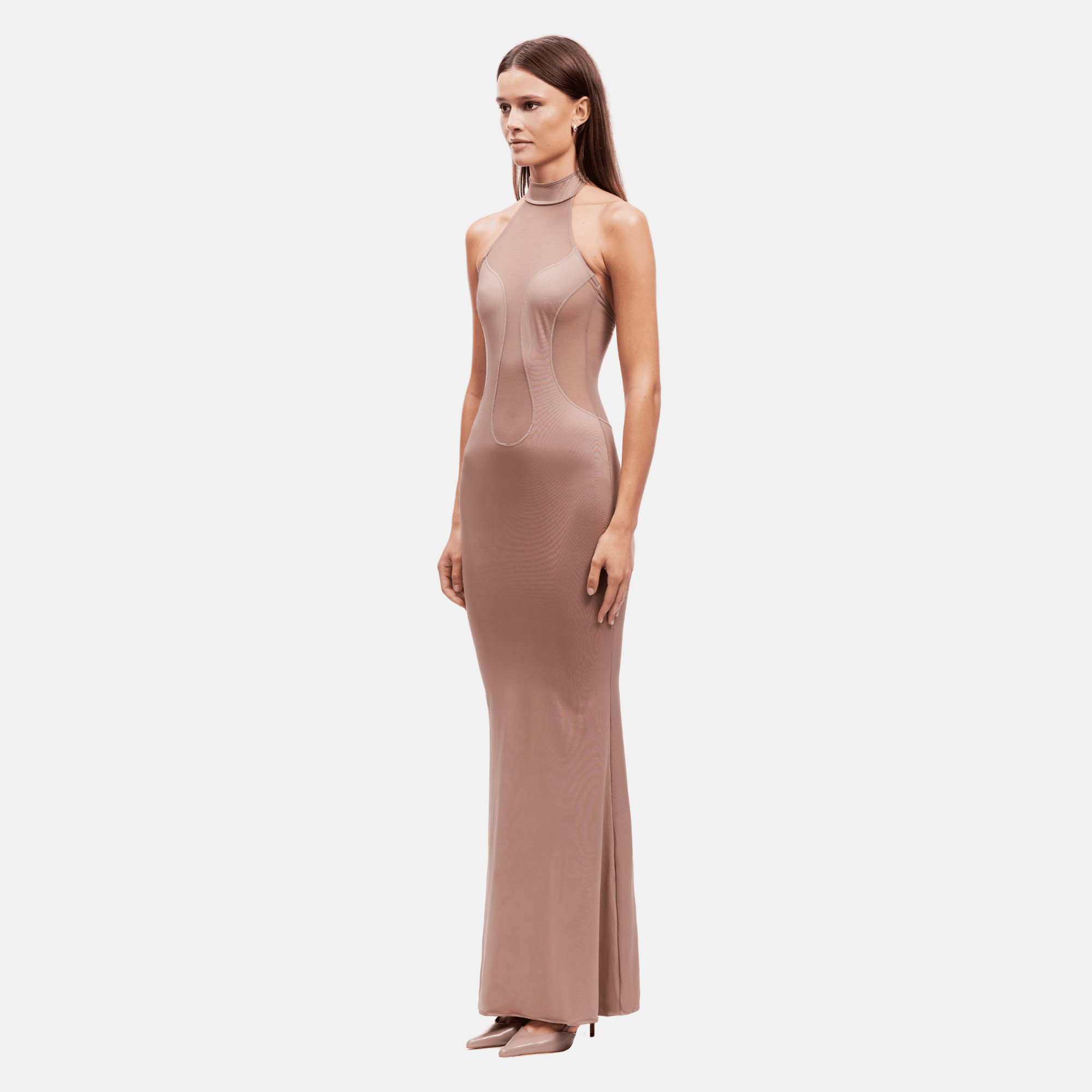 maxi silhouette dress CREPE SILK LINED MAXI DRESS IN BLACK | CULT MIA