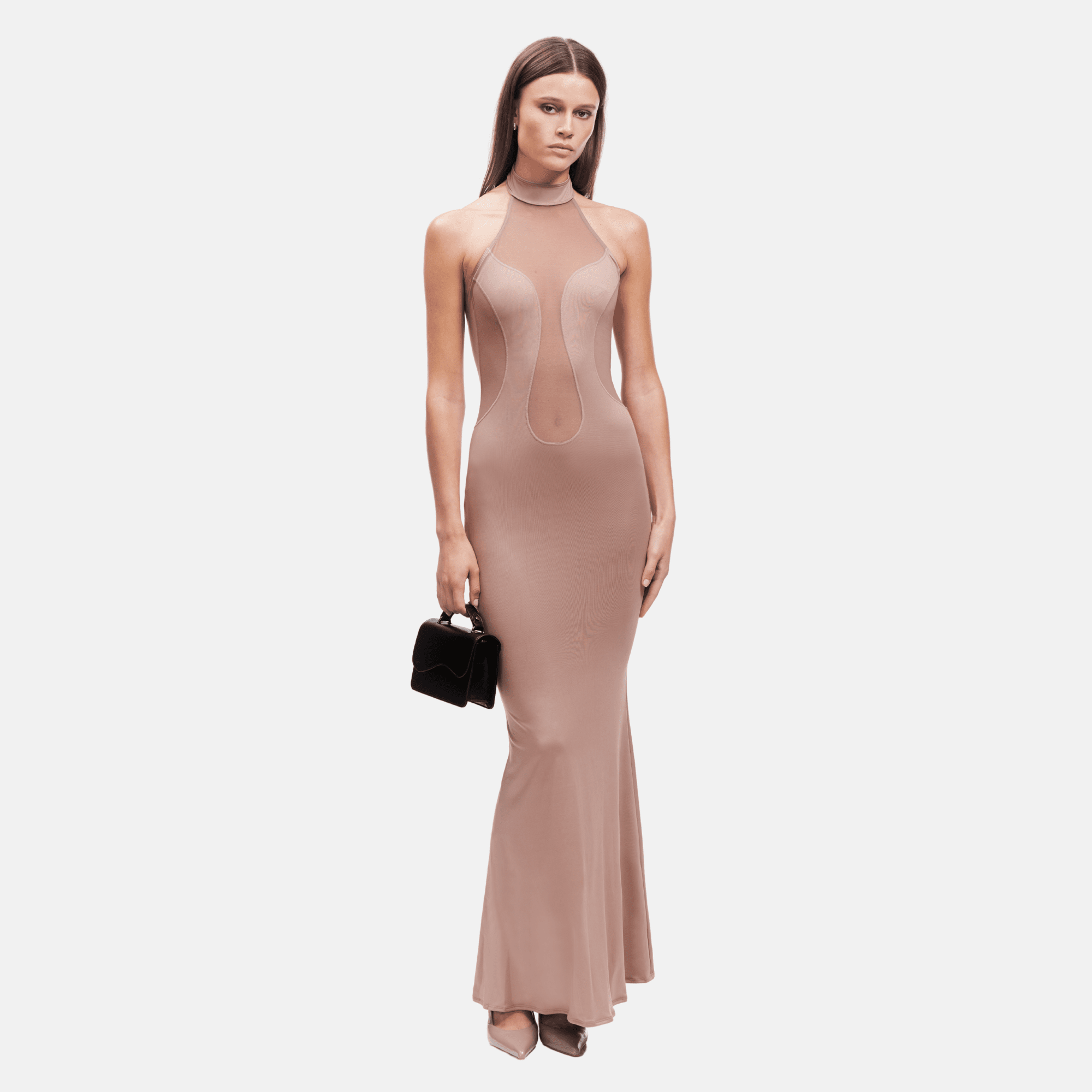 SELIA Maxi Dress | Sculpted Halterneck Silhouette | OW Collection SELIA Maxi Dress | Sculpted Halterneck Silhouette | OW Collection