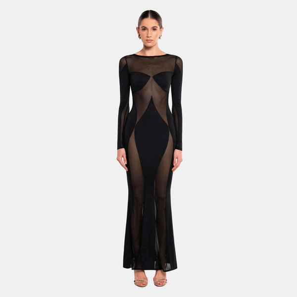 Sierra Maxi Dress | Sheer Panel Maxi Dress