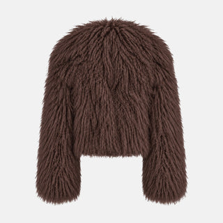 OW Collection THEA Fur Jacket Jacket 166 - Chocolate Brown
