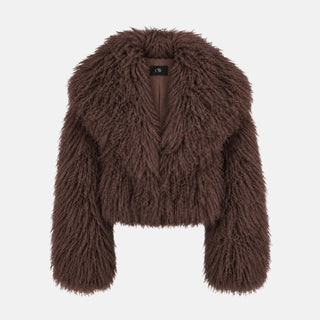 OW Collection THEA Fur Jacket Jacket 166 - Chocolate Brown
