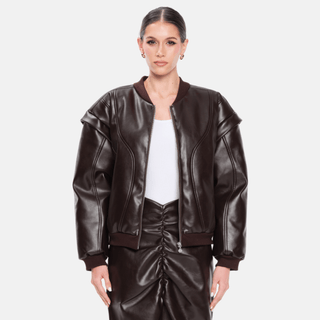OW Collection VALENTINA Bomber Jacket Jacket 230 - Dark Brown