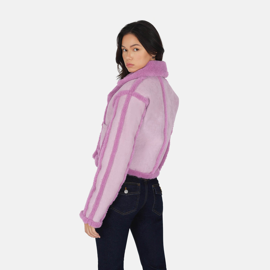 OW Collection BERLIN Faux Shearling Jacket Jacket 168 - Lavender