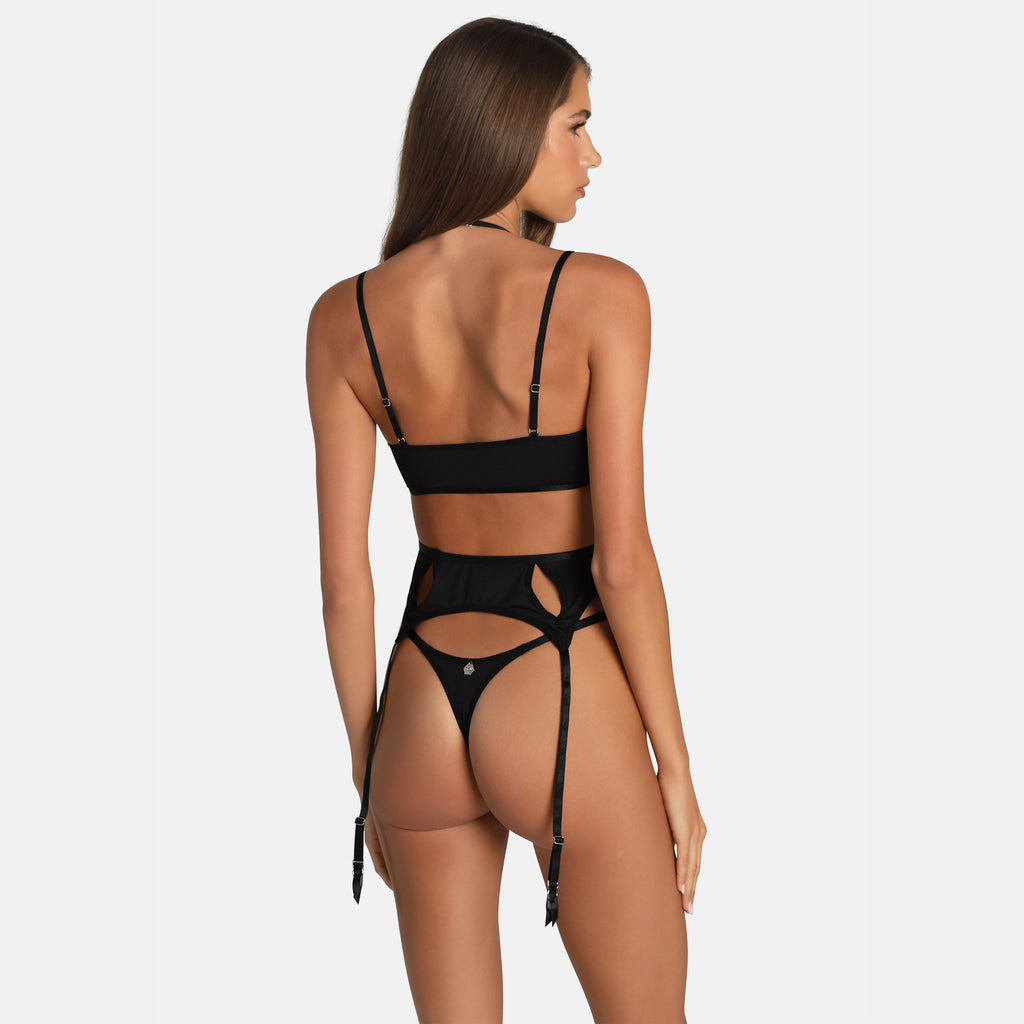 OW Collection CALLA Thong and Suspenders Thong 121 - Black