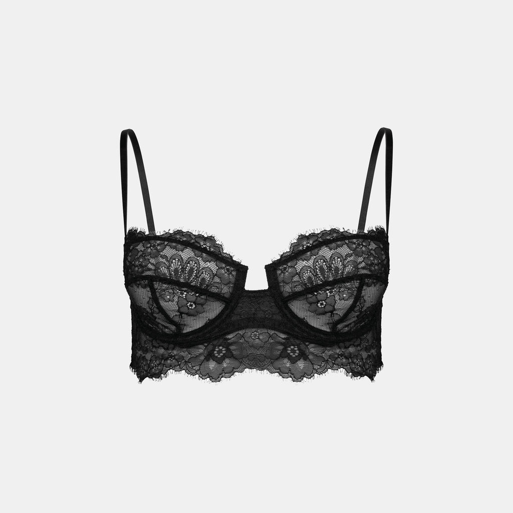 LAMBOO Solid Bra & Panty Set Embroidered Pattern Lingerie Set (013)