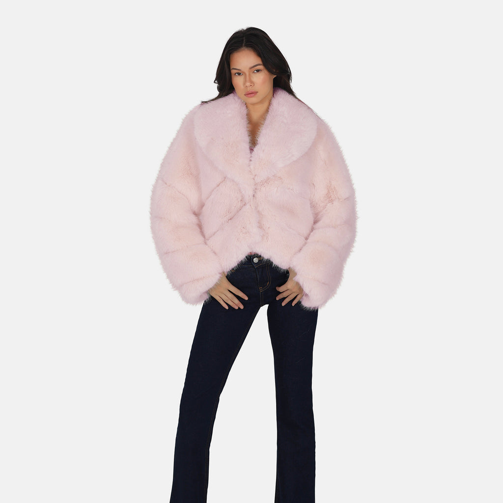 OW Collection MILAN Faux Fur Jacket Jacket 126 - Pink