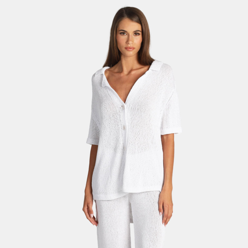 OW Collection OLIVIA Crochet Shirt Shirt 059 - OW White