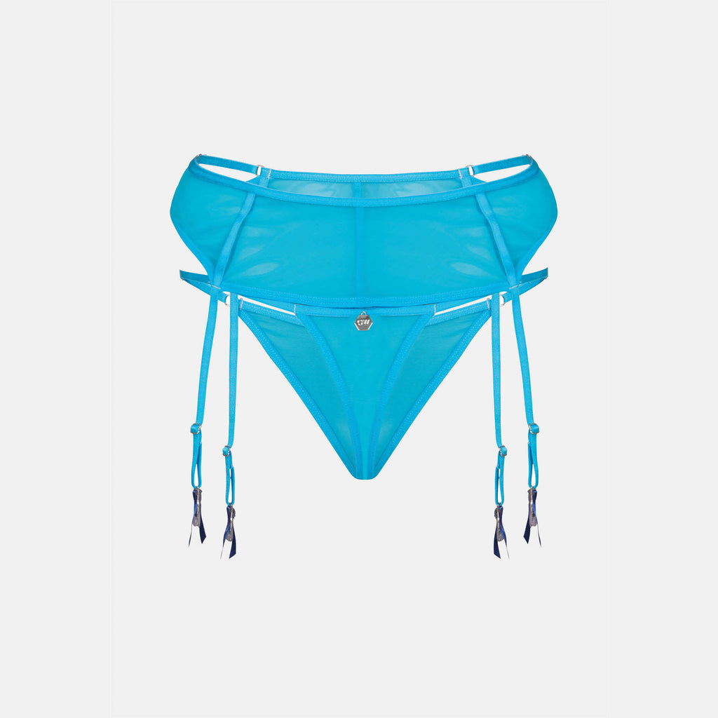 OW Collection REYNA Thong & Suspender Thong 104 - Malibu Blue